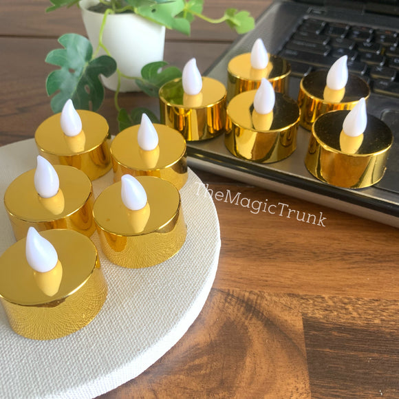 Golden Chrome Decorative Smokeless Led Mini Candles