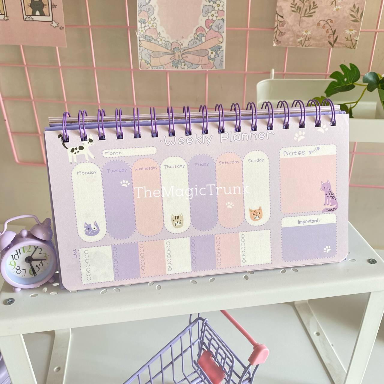 Cat Aesthetic Spiral Weekly Planner ( 1 pc )
