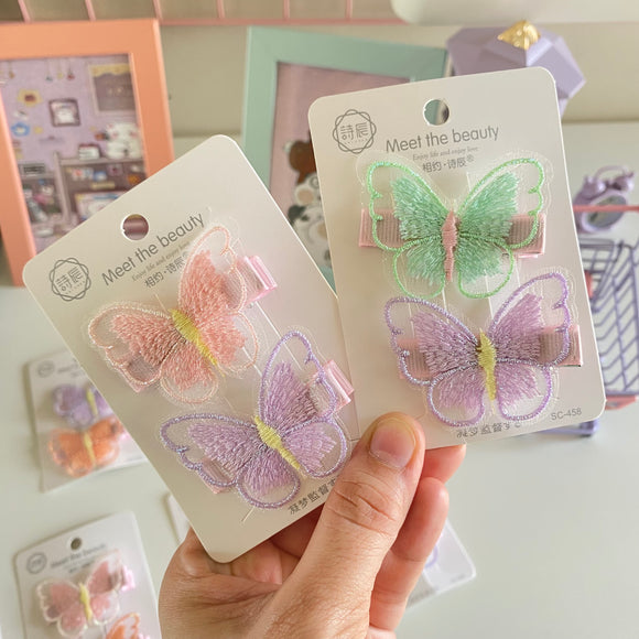 Embroidered Butterfly Clips ( 2pcs )