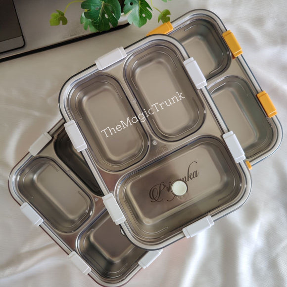 Personalized Stainless Steel Meal Bento Box 3 Section ( 1pc )