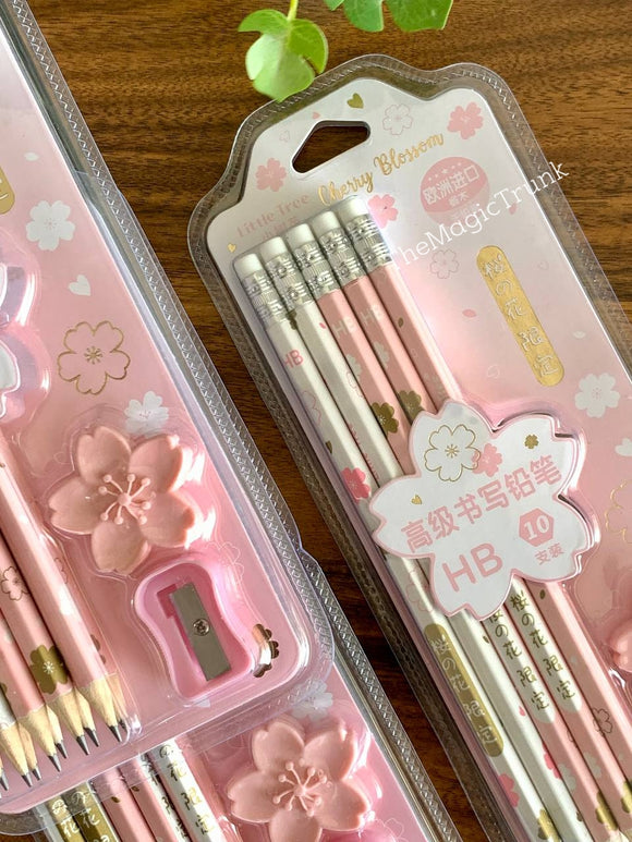 Cherry Blossom Wooden Pencils Set ( 1set )