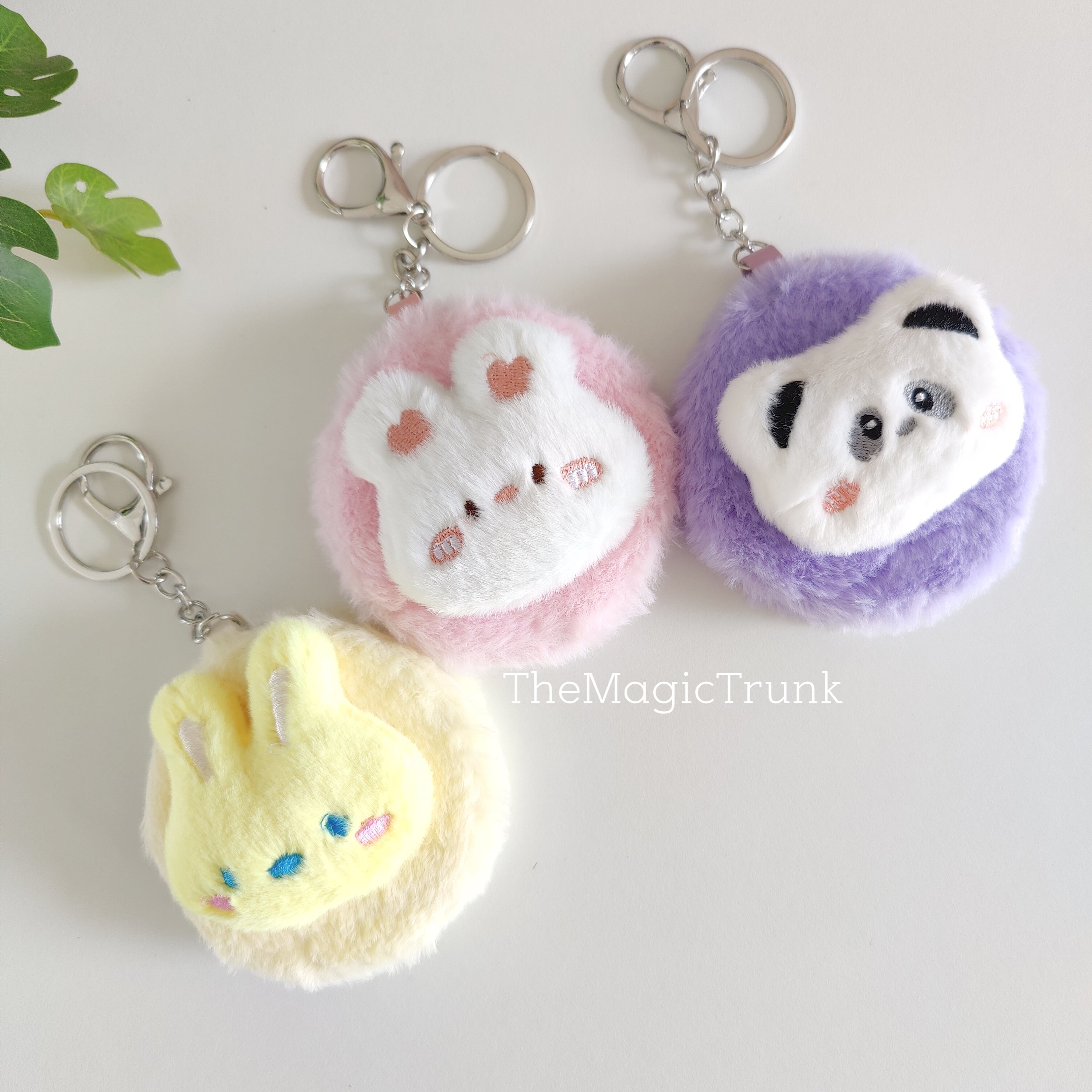 Cute Plush Cosmetic Mirror With Keychain ( 1pc )