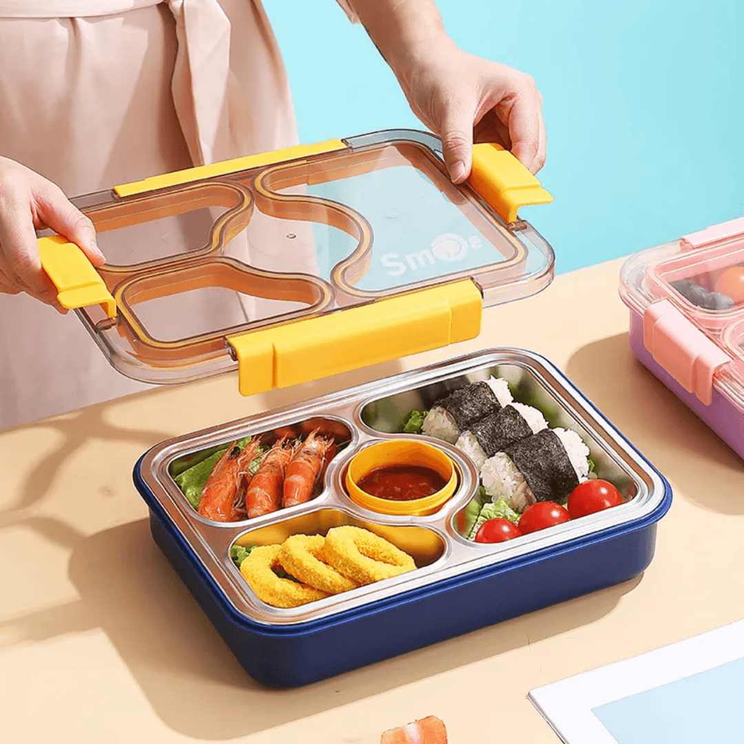 Four Compartment Transfer Proof 100% Leakproof Bento Lunch Box ( 1pc )