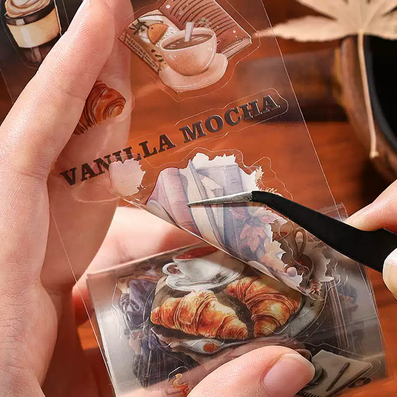 Coffee Vintage Journaling Scrapbooking Washi Tape Sticker Roll ( 4pcs )