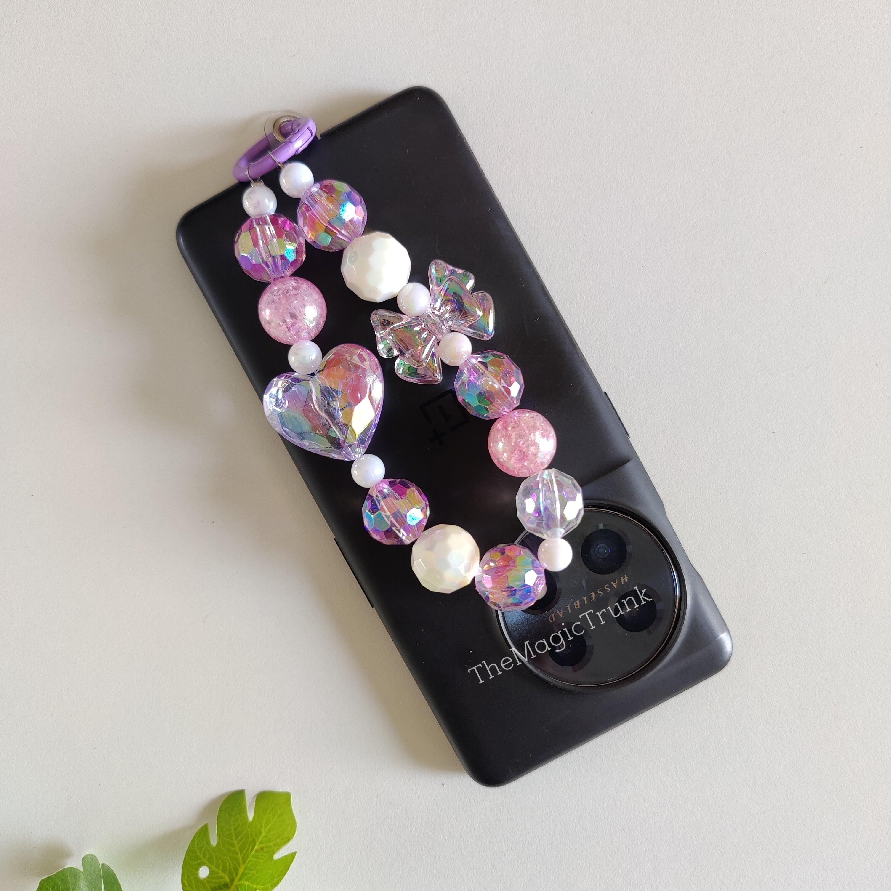 Bow Heart Crystal Phone Charm ( 1pc )