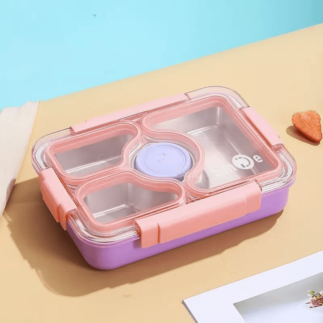 Four Compartment Transfer Proof 100% Leakproof Bento Lunch Box ( 1pc )