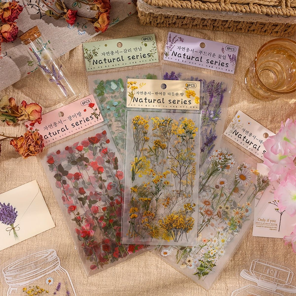 Natural Series Journaling Sticker Sheets ( 6 Sheets )