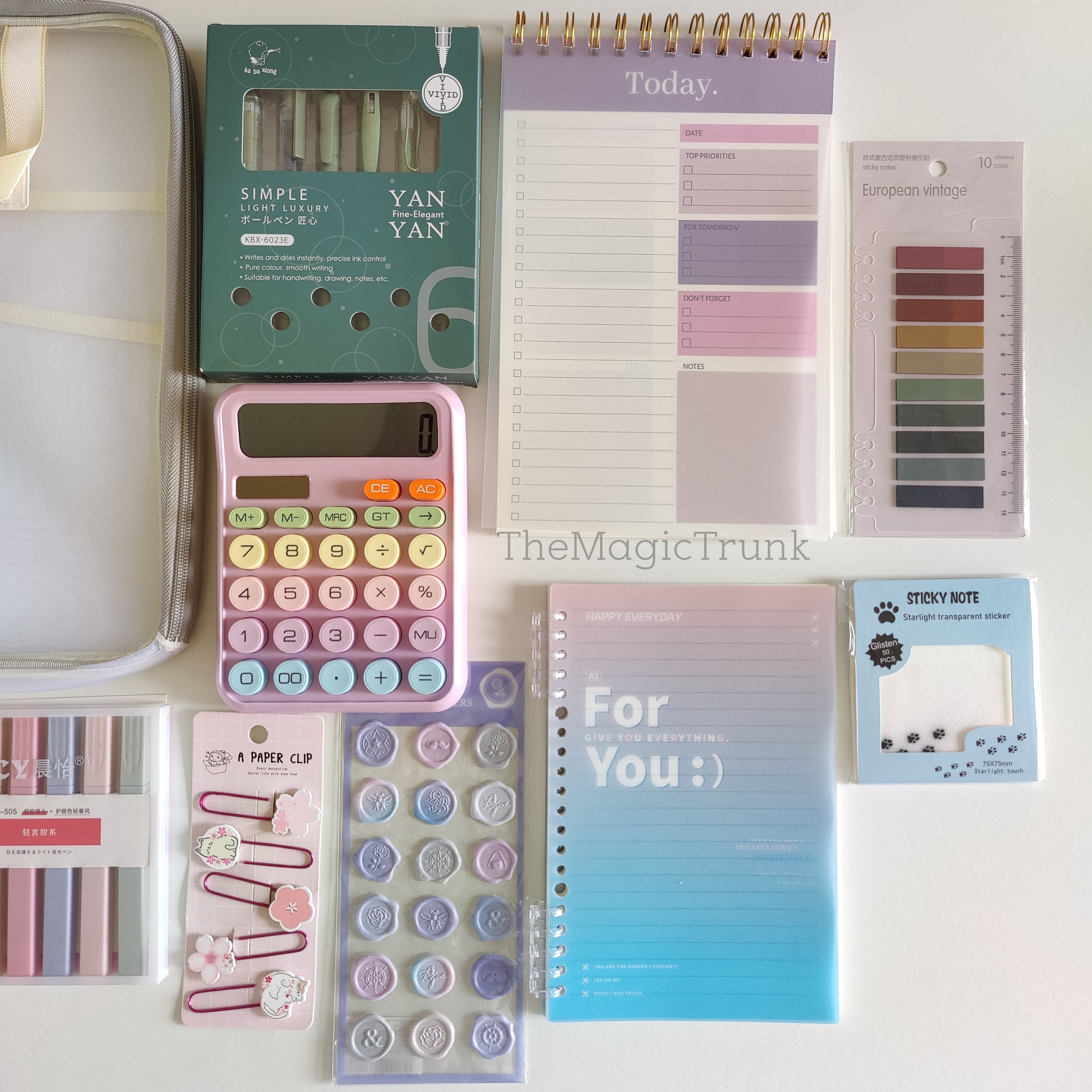Aesthetic Mesh Folder Pouch Stationery Combo / Hamper