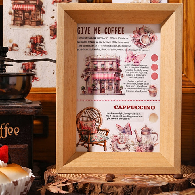 Coffee Vintage Journaling Scrapbooking Washi Tape Sticker Roll ( 4pcs )