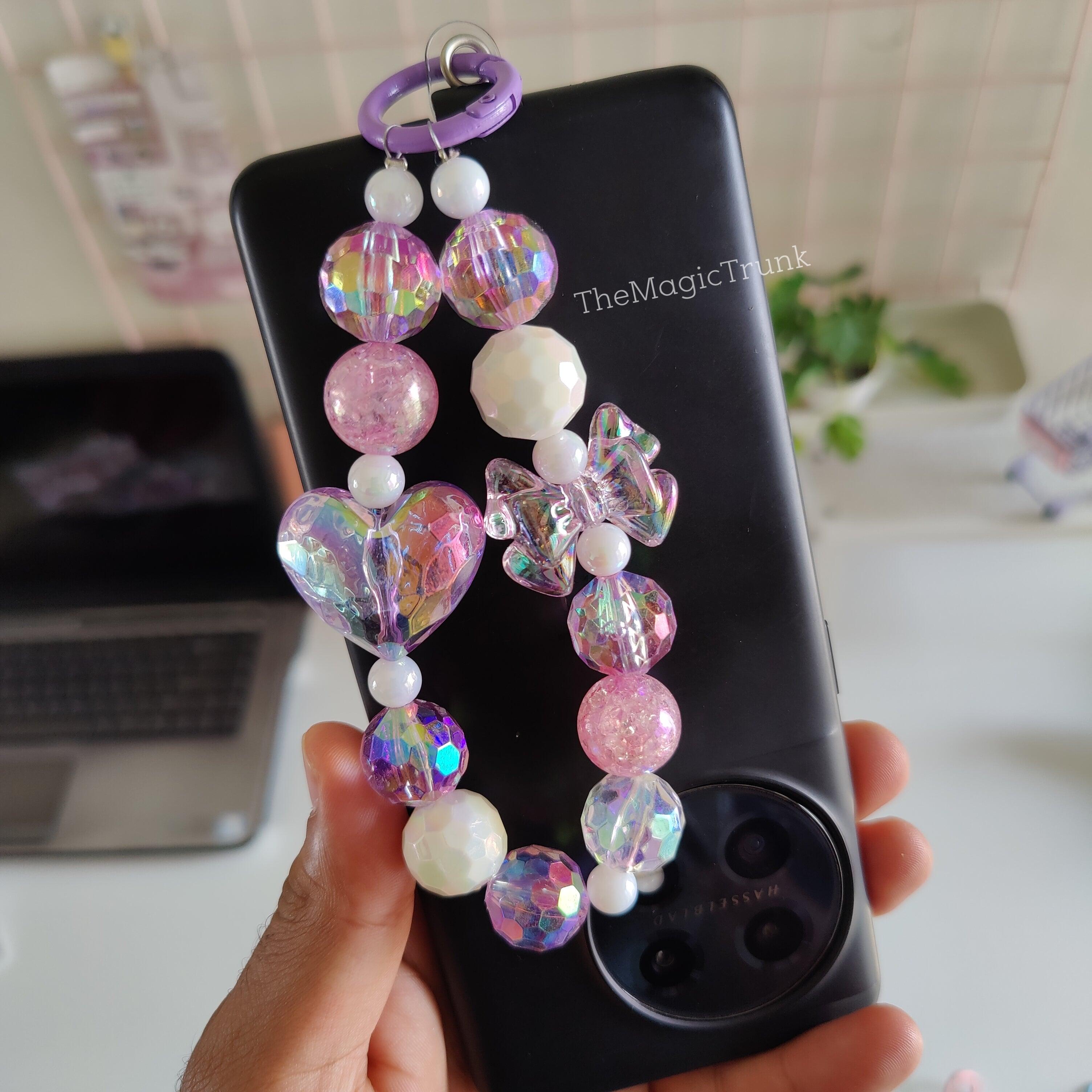 Bow Heart Crystal Phone Charm ( 1pc )