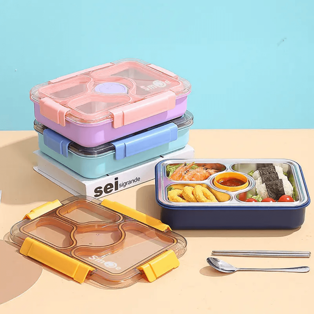 Four Compartment Transfer Proof 100% Leakproof Bento Lunch Box ( 1pc )
