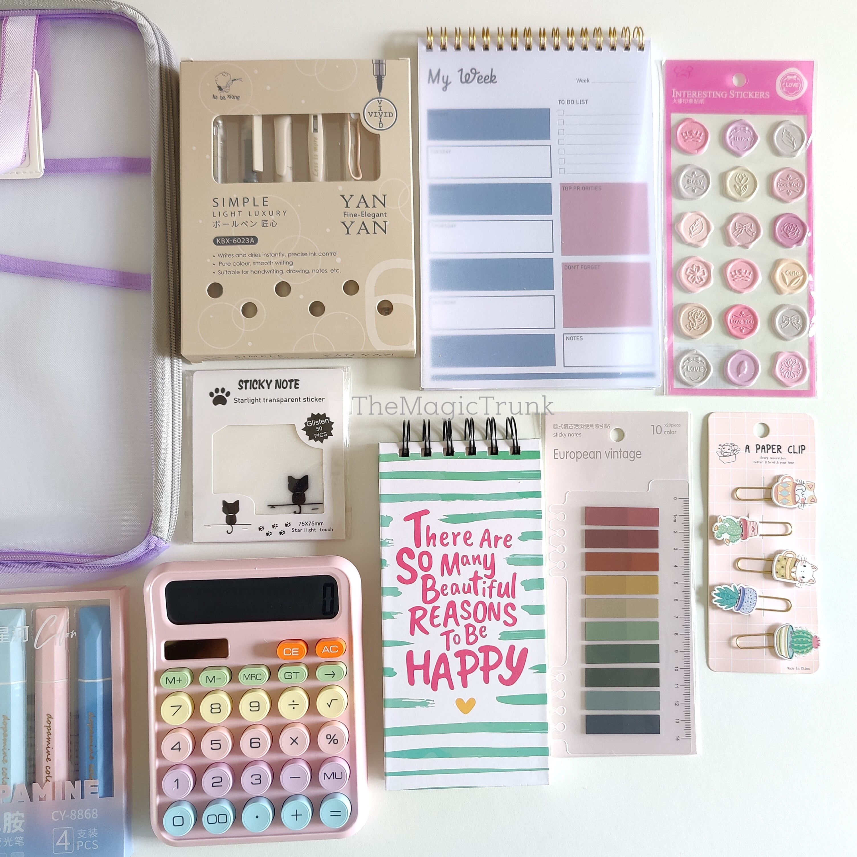 Aesthetic Mesh Folder Pouch Stationery Combo / Hamper