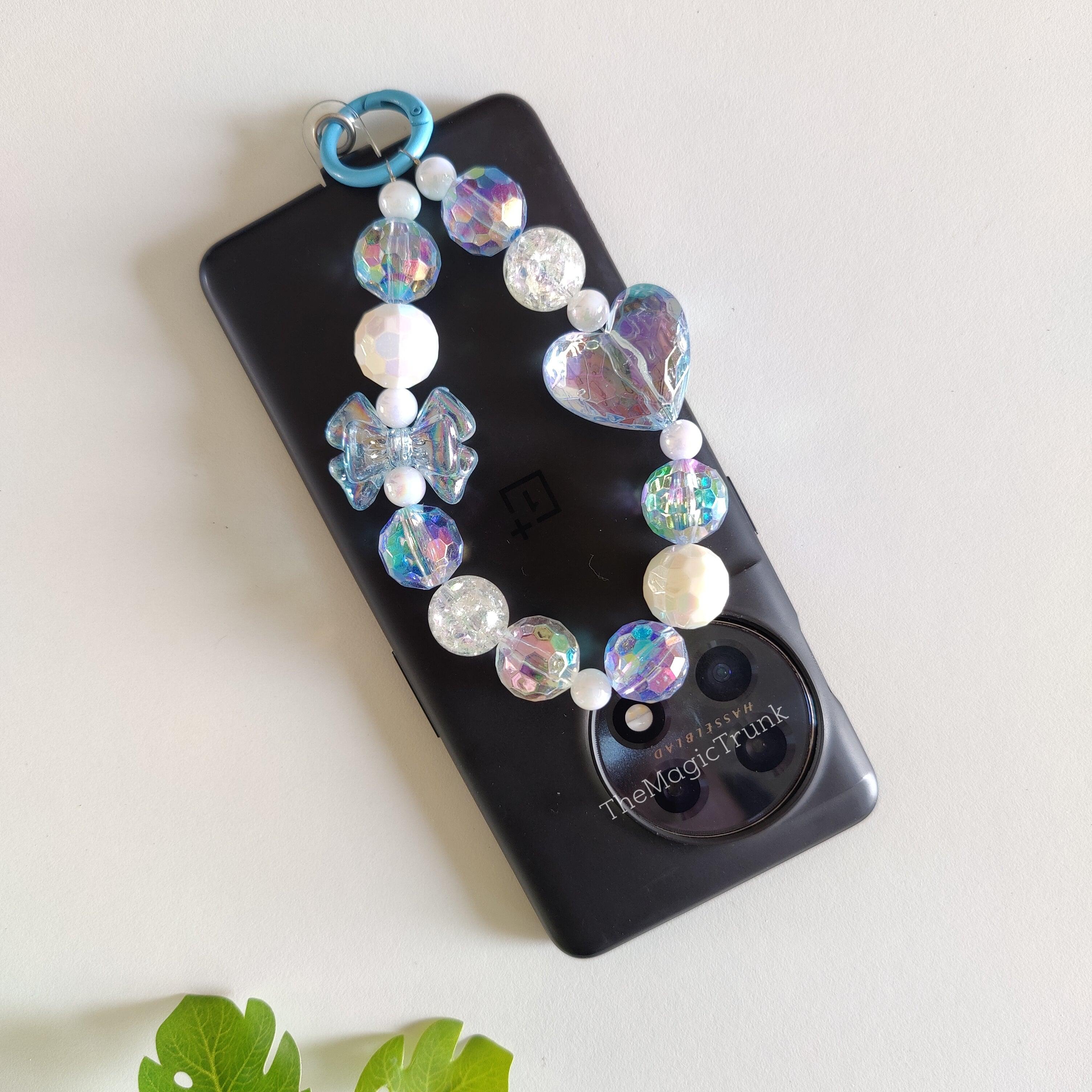 Bow Heart Crystal Phone Charm ( 1pc )