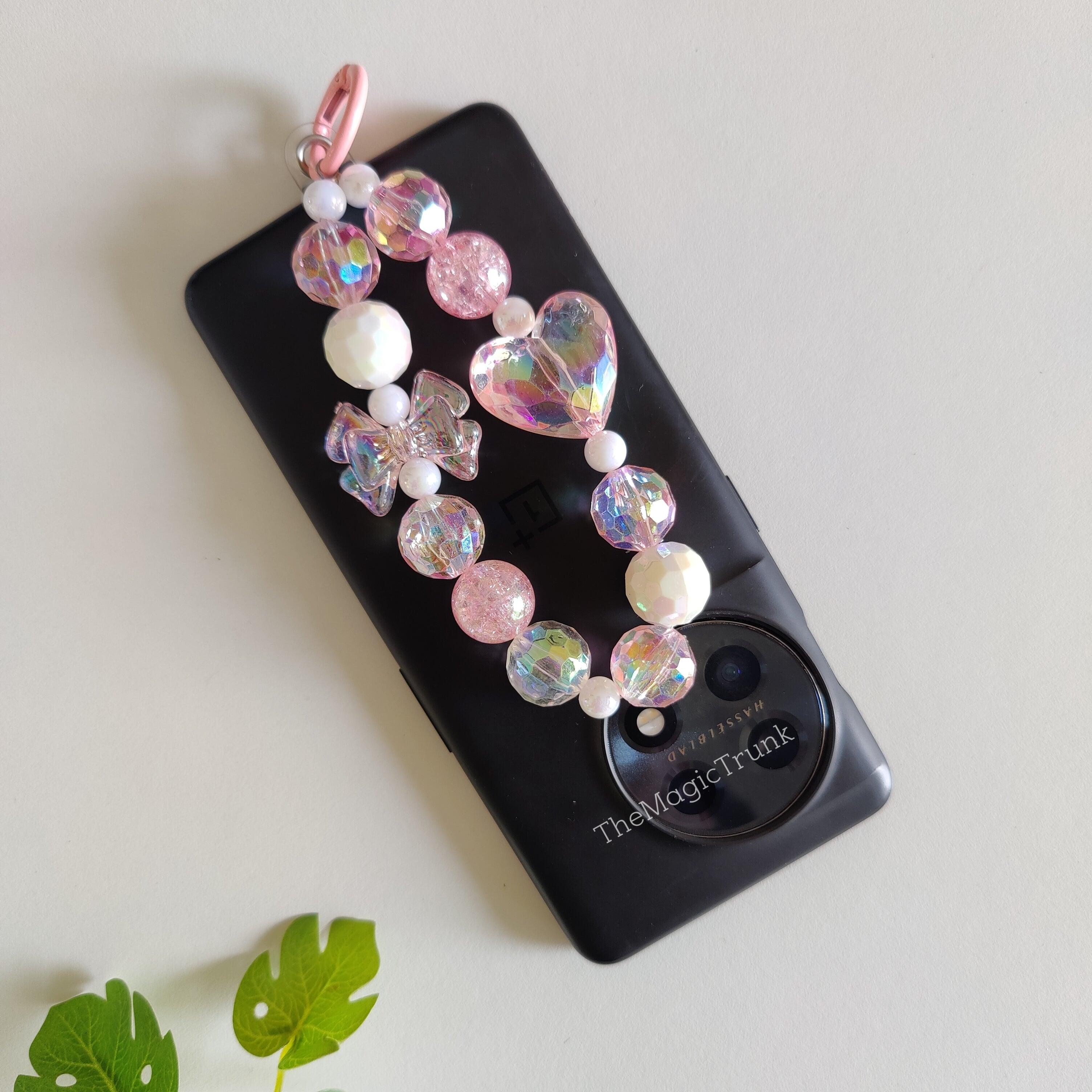 Bow Heart Crystal Phone Charm ( 1pc )