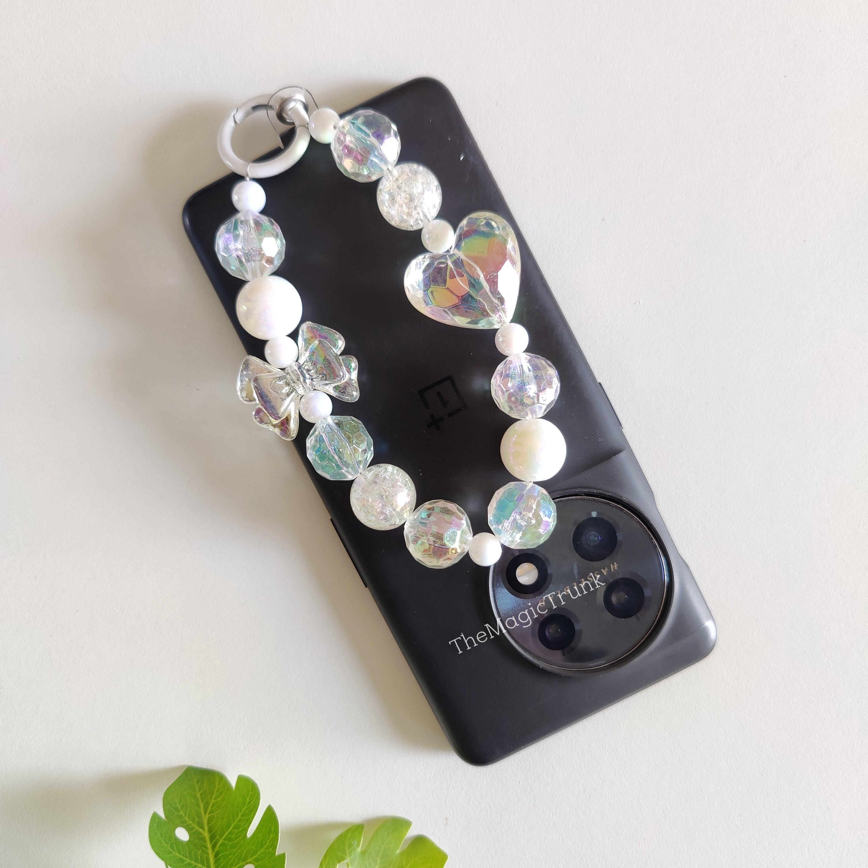 Bow Heart Crystal Phone Charm ( 1pc )