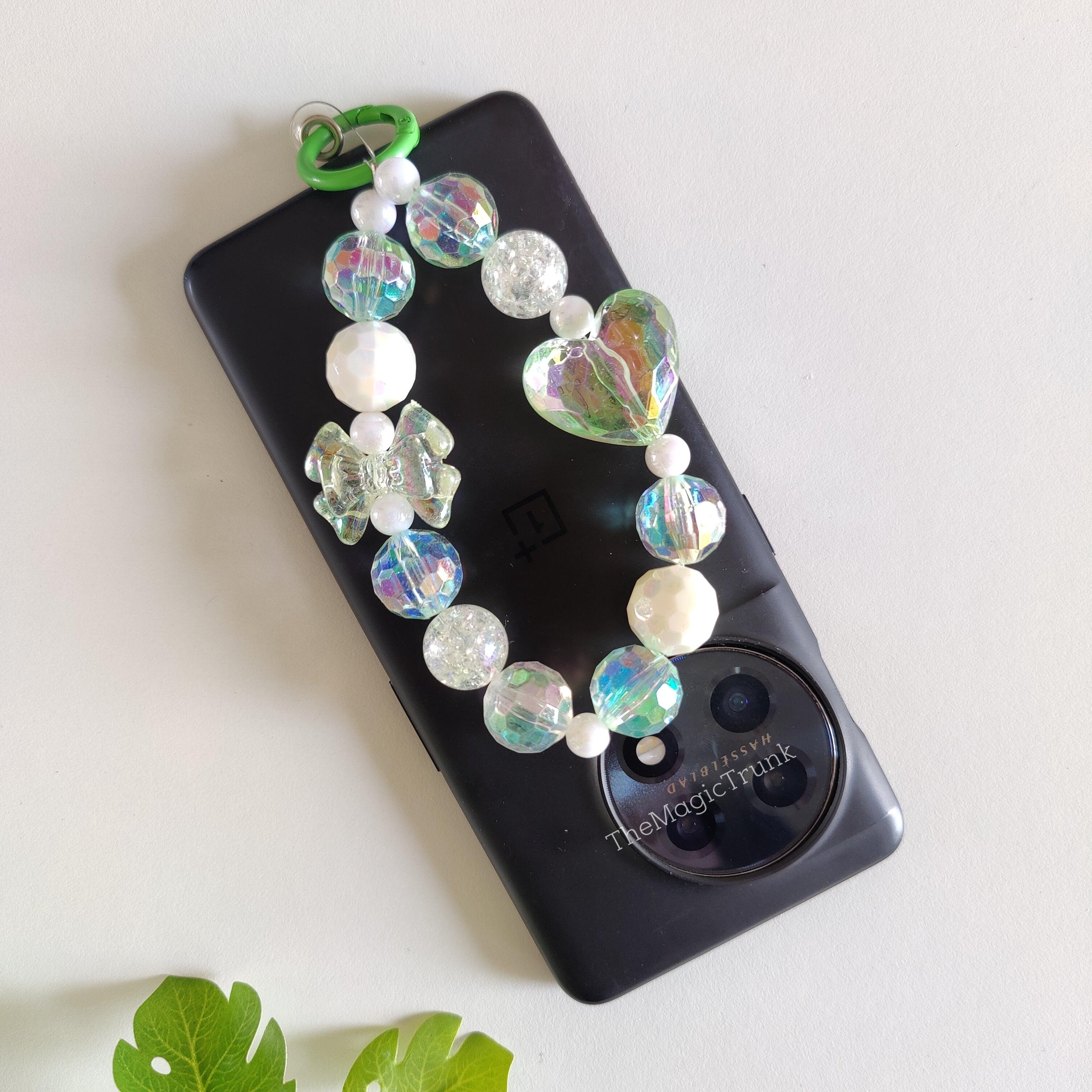 Bow Heart Crystal Phone Charm ( 1pc )