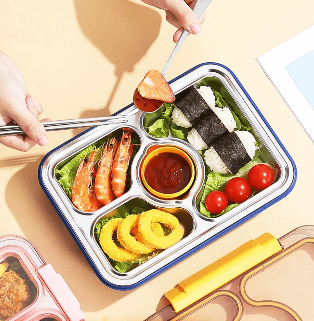Four Compartment Transfer Proof 100% Leakproof Bento Lunch Box ( 1pc )