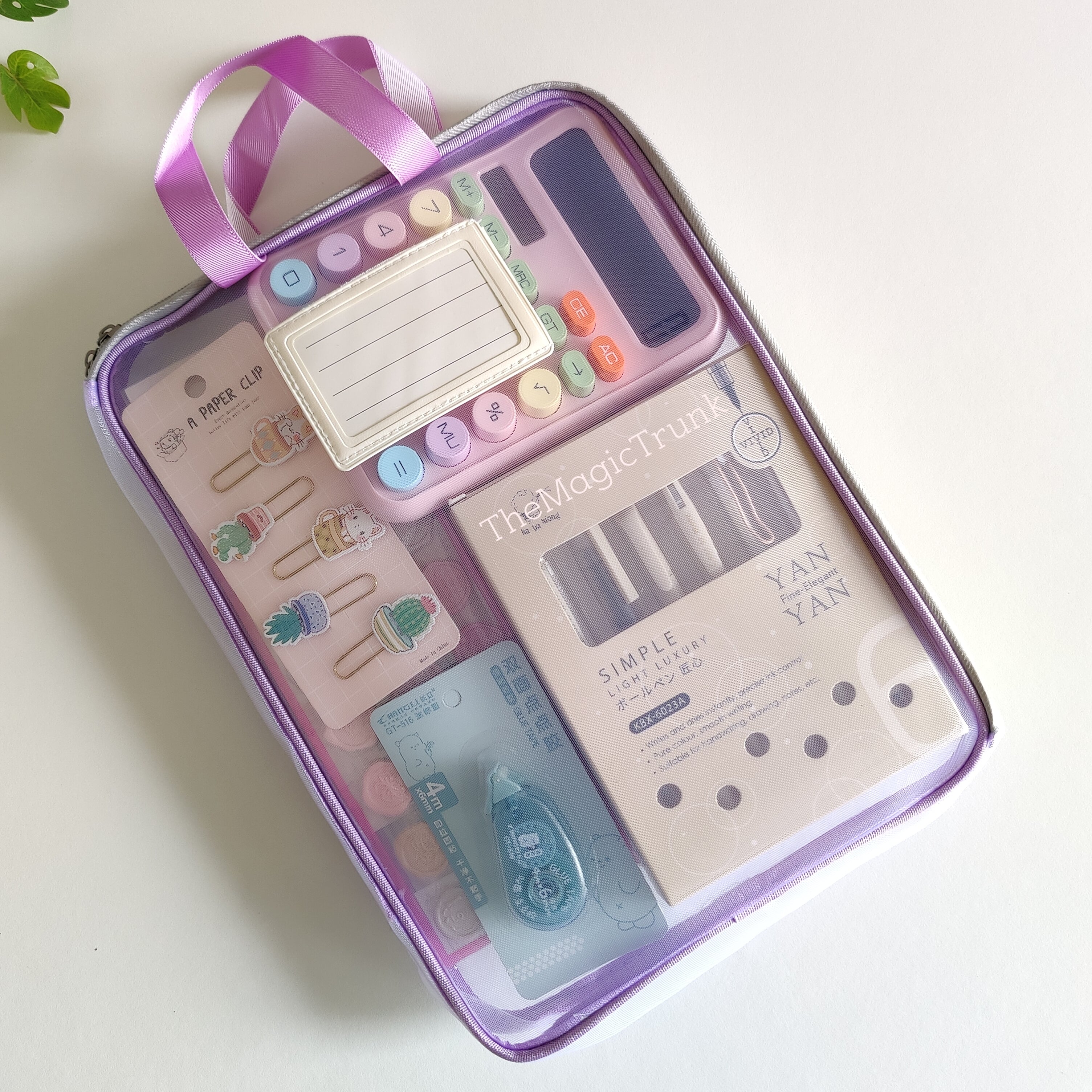 Aesthetic Mesh Folder Pouch Stationery Combo / Hamper