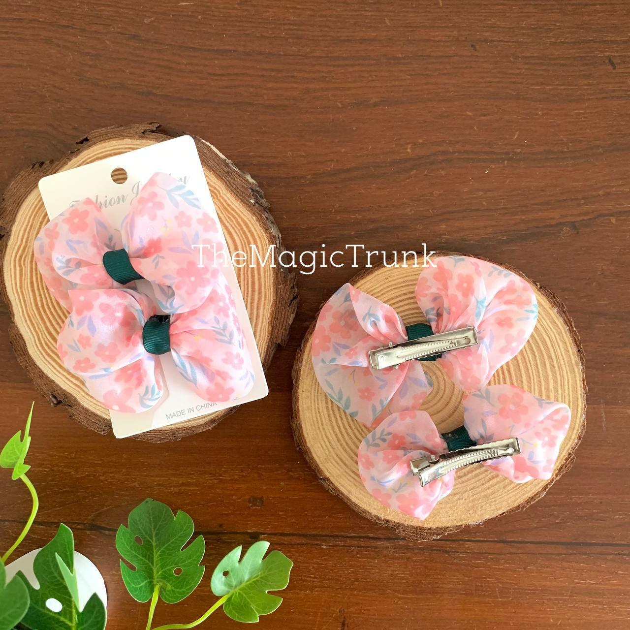 Floral Organza Bow clip ( 2 pcs )
