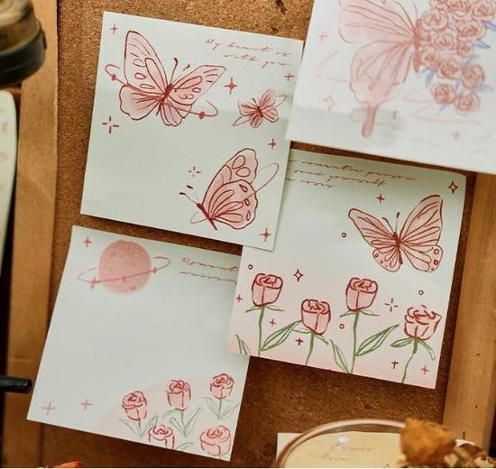 Vintage Morning Rose Sticky Notes Memo Pad ( 1 Set ) – The Magic Trunk