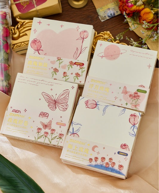 Vintage Morning Rose Sticky Notes Memo Pad ( 1 Set )