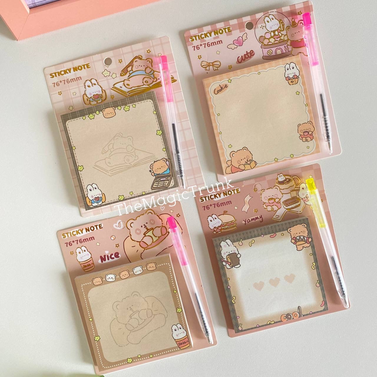 Kawaii Bunny Sticky Notes With Pen ( 1pc )