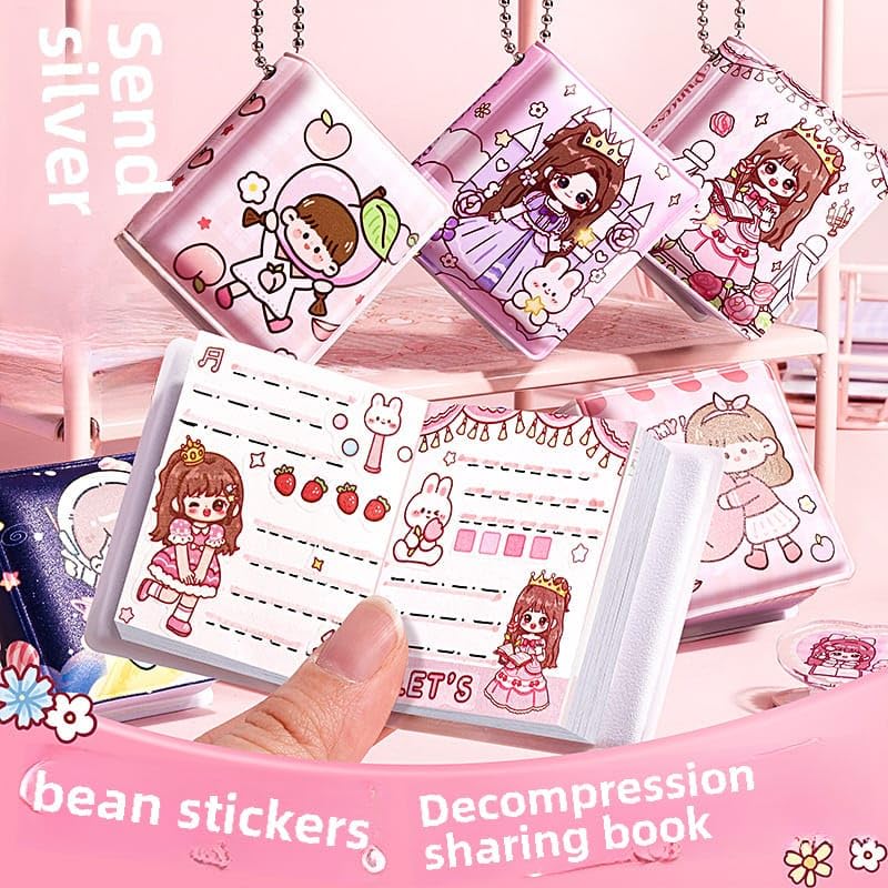 Mini Kawaii Sticker With Writable Paper Diary ( 2pcs )