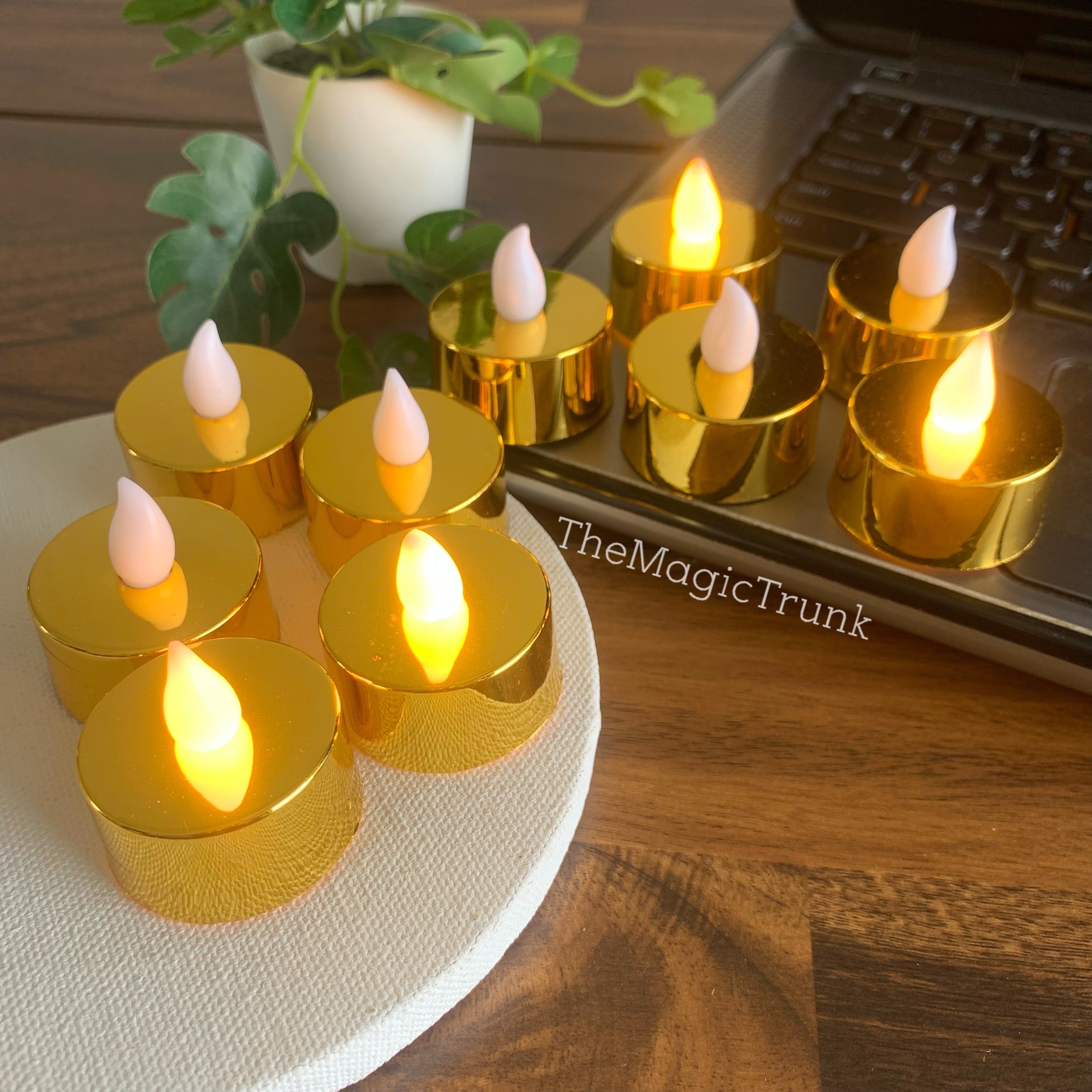 Golden Chrome Decorative Smokeless Led Mini Candles