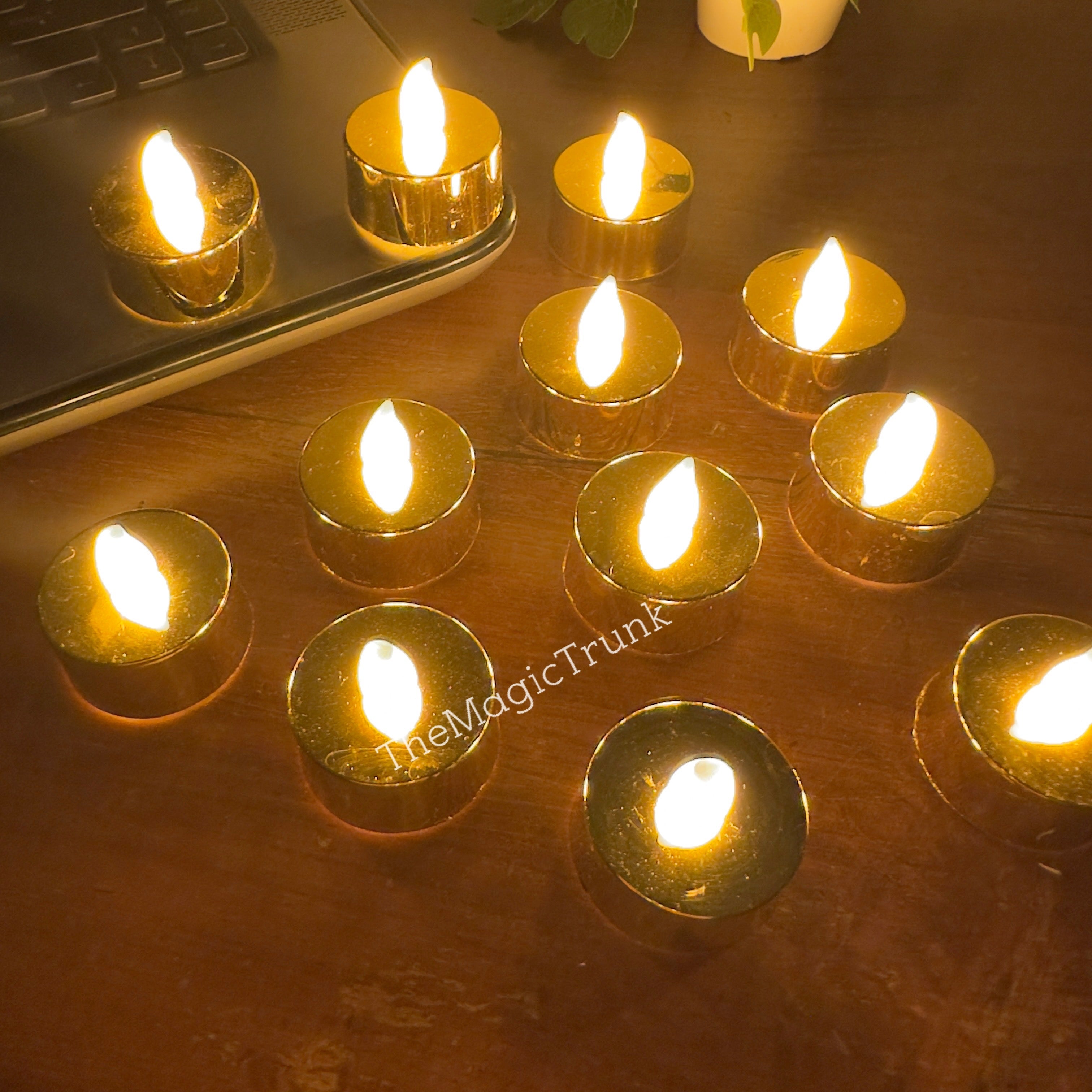 Golden Chrome Decorative Smokeless Led Mini Candles