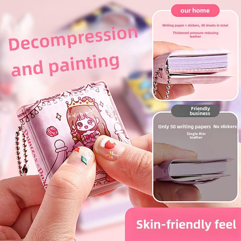 Mini Kawaii Sticker With Writable Paper Diary ( 2pcs )