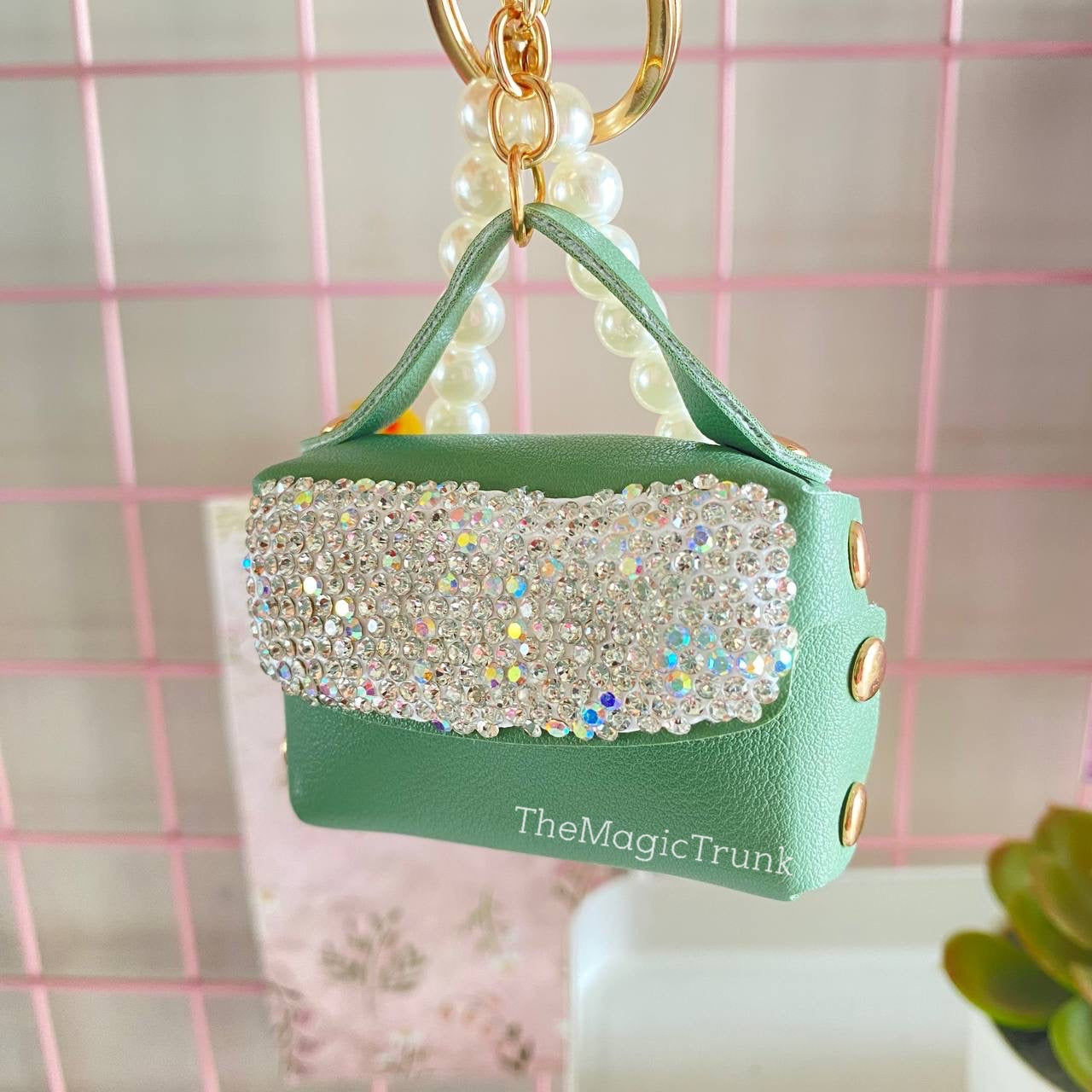 Mini Coin Purse Pouch With Diamond & Pearl Detailing ( 1pc )