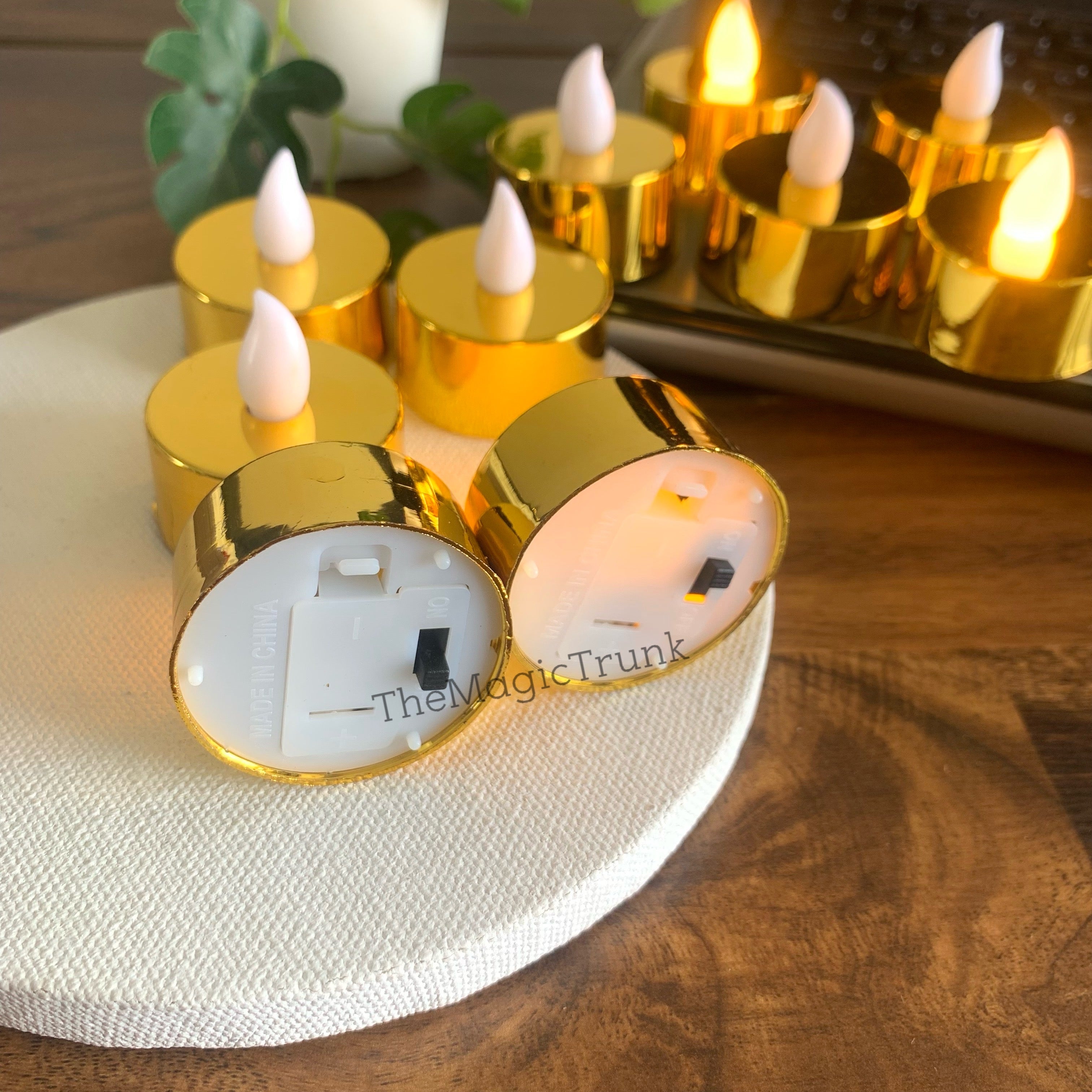 Golden Chrome Decorative Smokeless Led Mini Candles