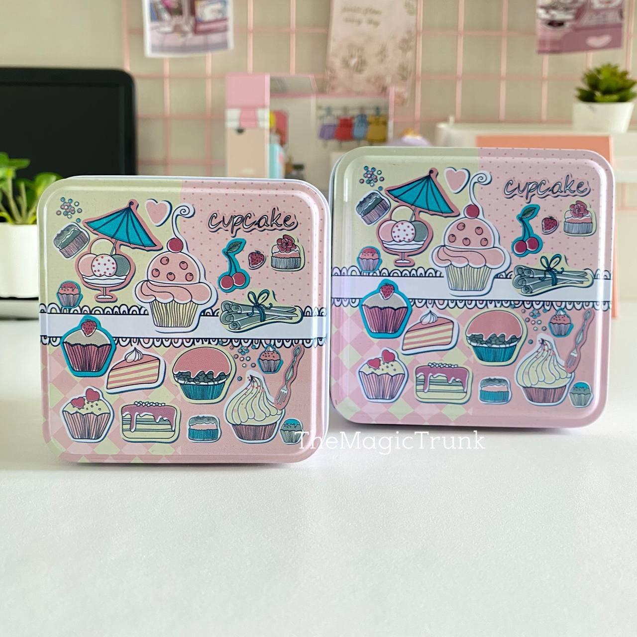 Cupcake Collectible Storage Tin Boxes 2 in 1 ( 2pcs )