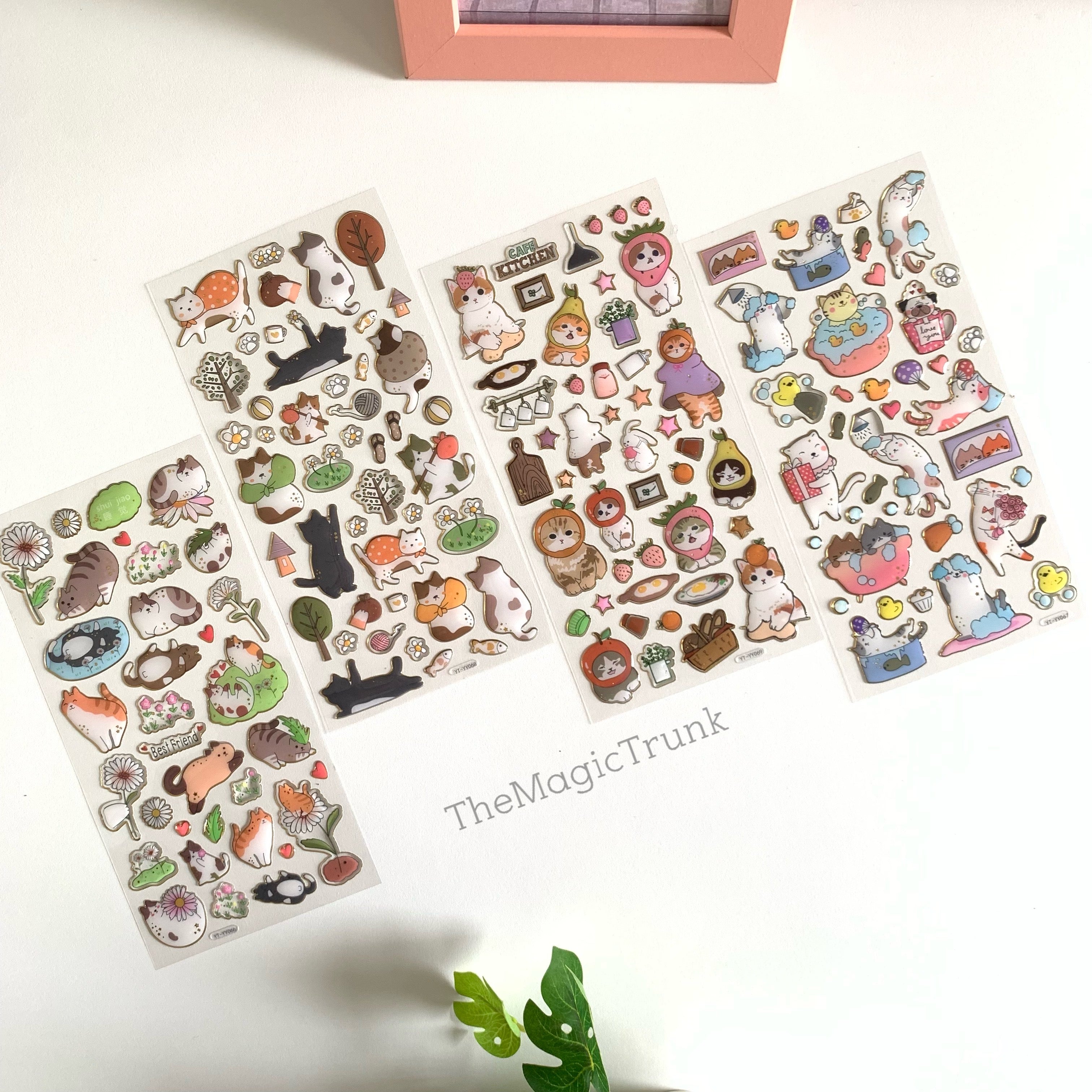 Cute Cat Adventure Stickers ( 1sheet )