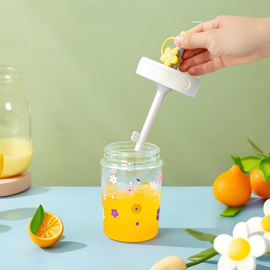 Floral Daisy Sipper With Straw  ( 1 pc )