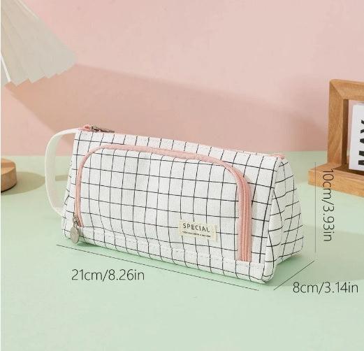 Aesthetic Checkered Canvas Multipurpose Pouch ( 1pc )