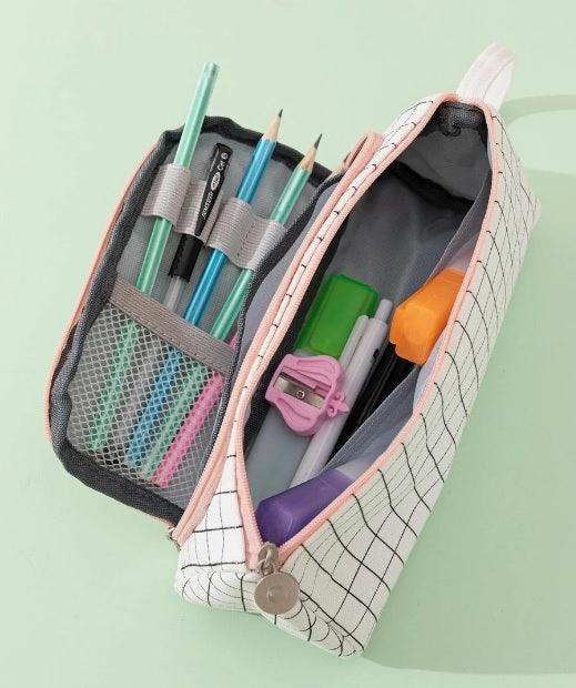 Aesthetic Checkered Canvas Multipurpose Pouch ( 1pc )