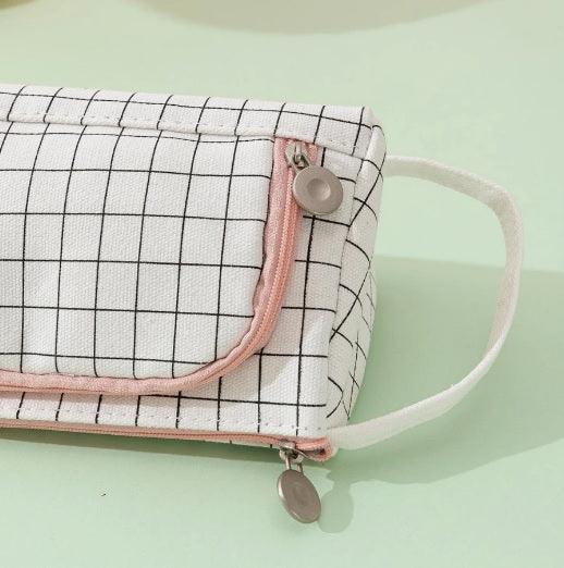 Aesthetic Checkered Canvas Multipurpose Pouch ( 1pc )