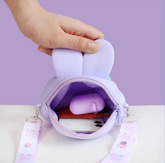 Bunny Silicon Sling Bag With Mirror Comb and Keychain ( 1 Combo Set )