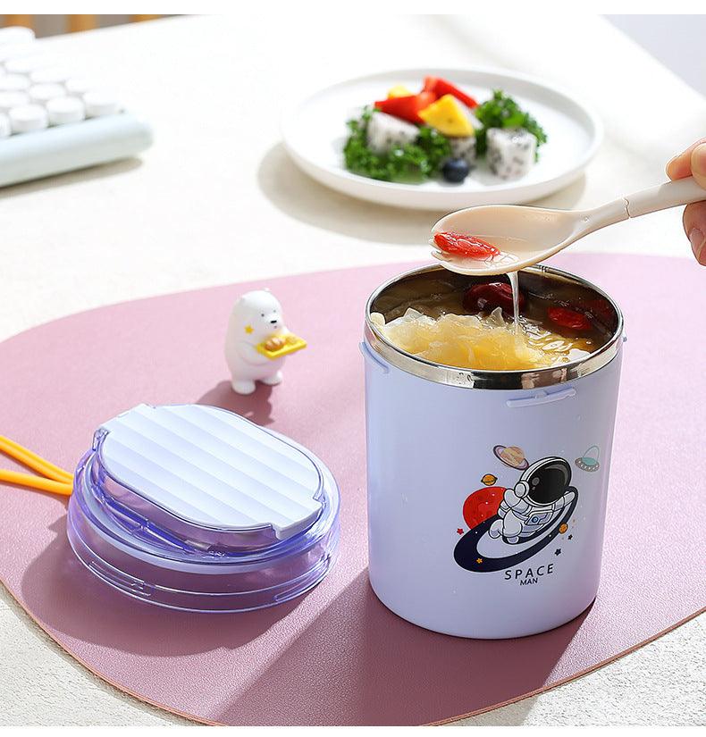 Stylish Insulated Vacuum Soup Jar with Spoon & Straw ( 1 pc )