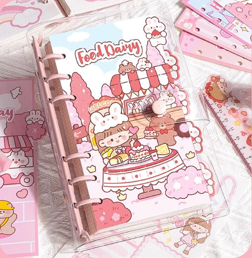 Kawaii Binder Reusable Notebook Diary With Storage Pouch ( 1pc )