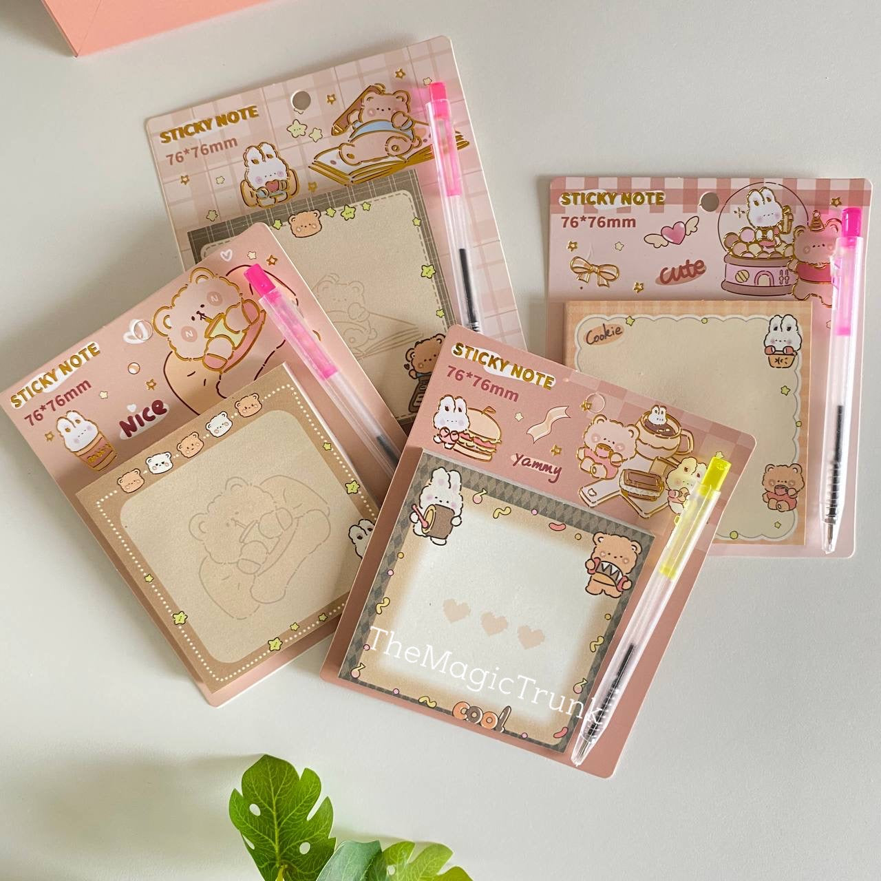 Kawaii Bunny Sticky Notes With Pen ( 1pc )