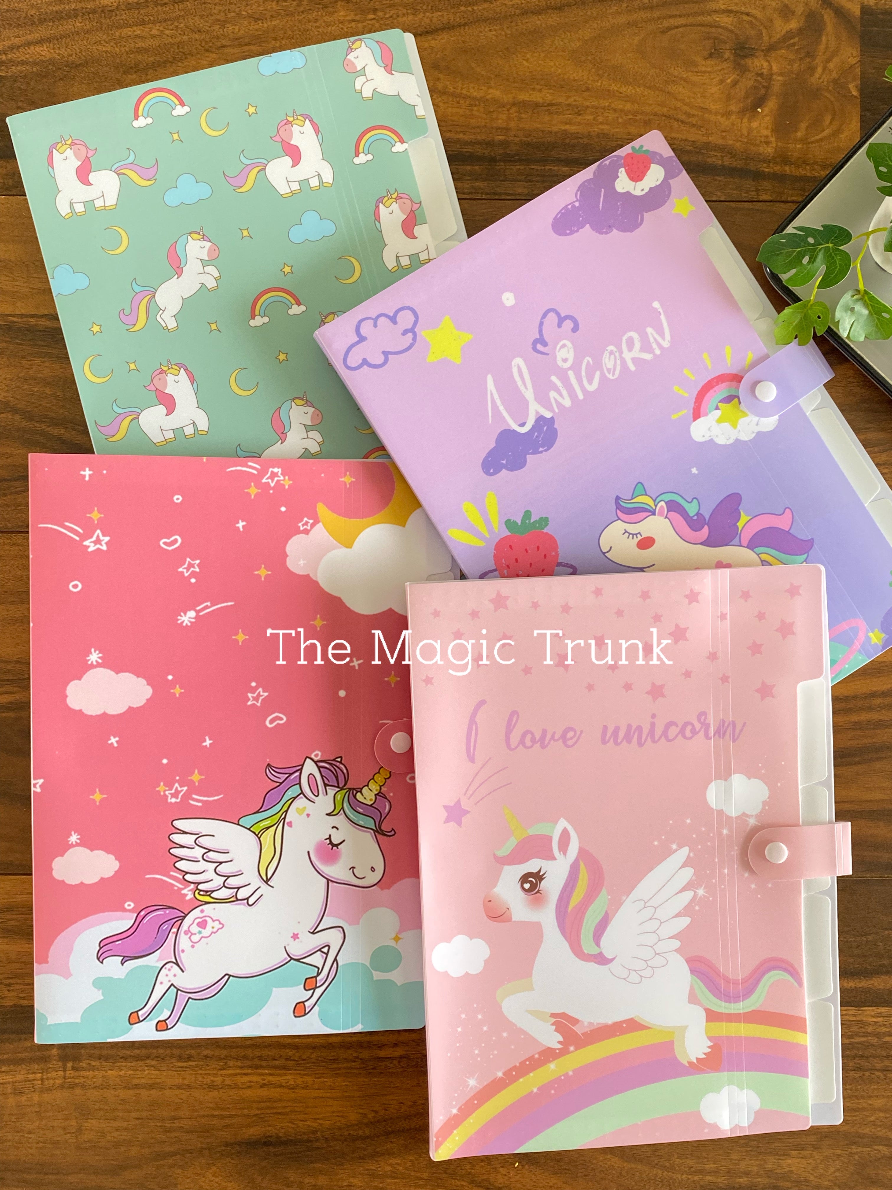 Unicorn File Folder with Button Lock ( 1pc )