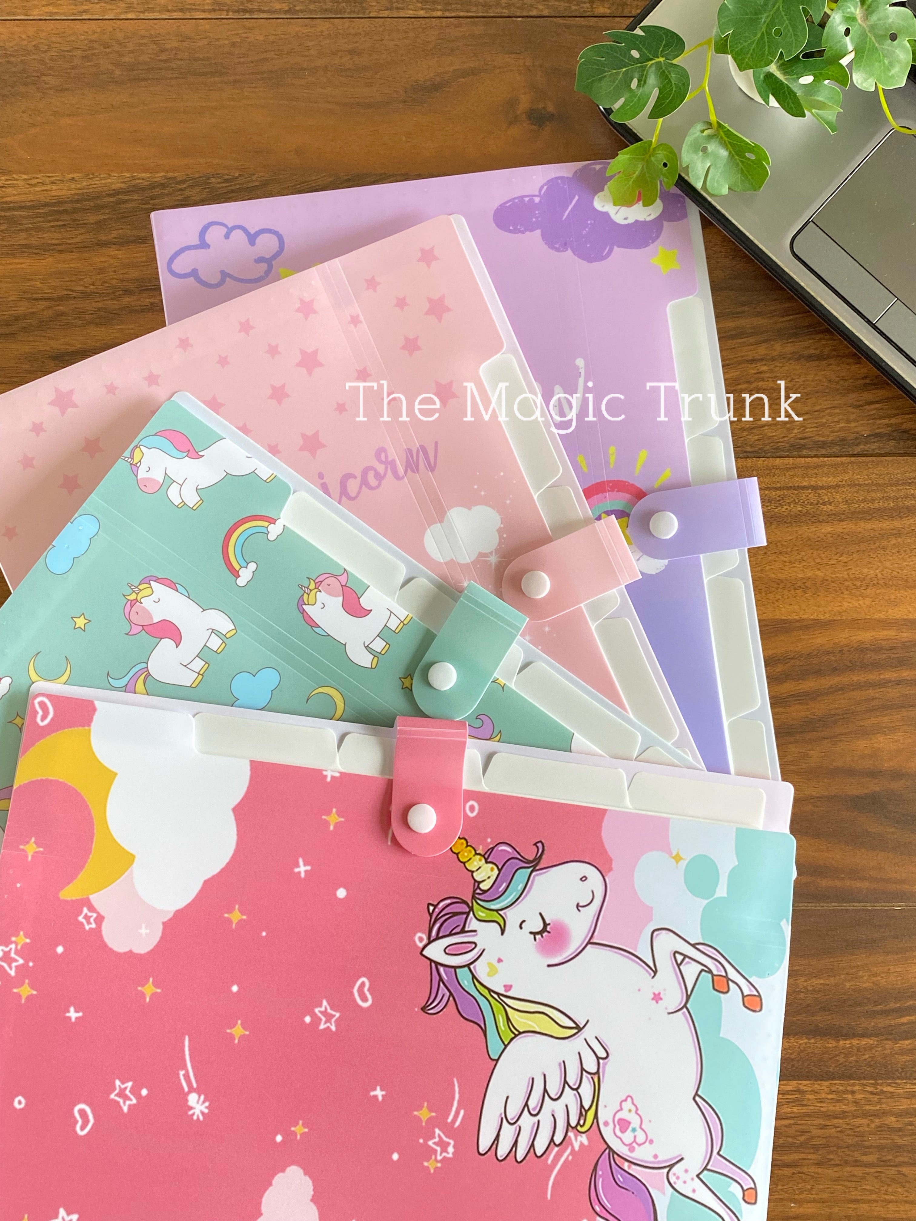 Unicorn File Folder with Button Lock ( 1pc )