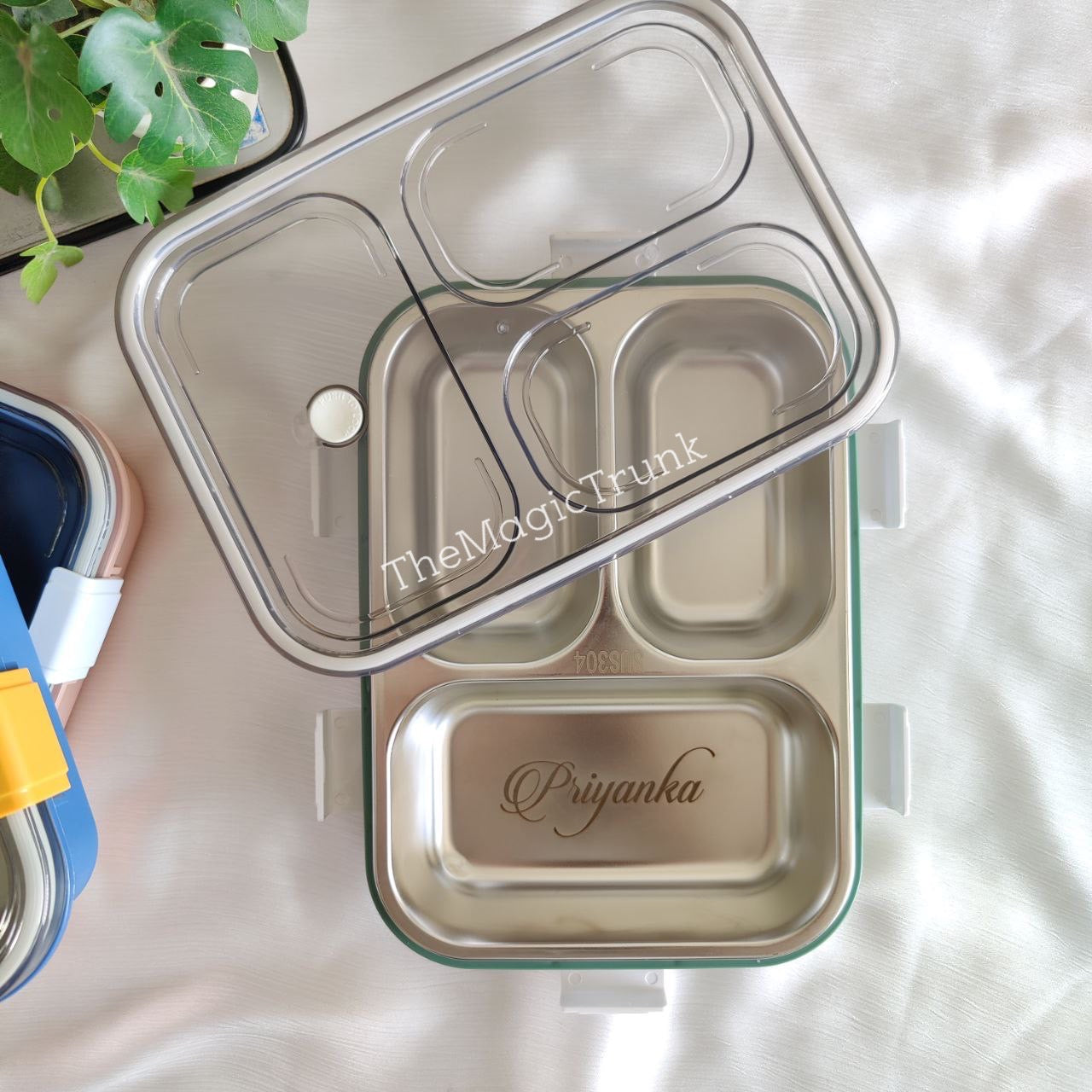 Personalized Stainless Steel Meal Bento Box 3 Section ( 1pc )