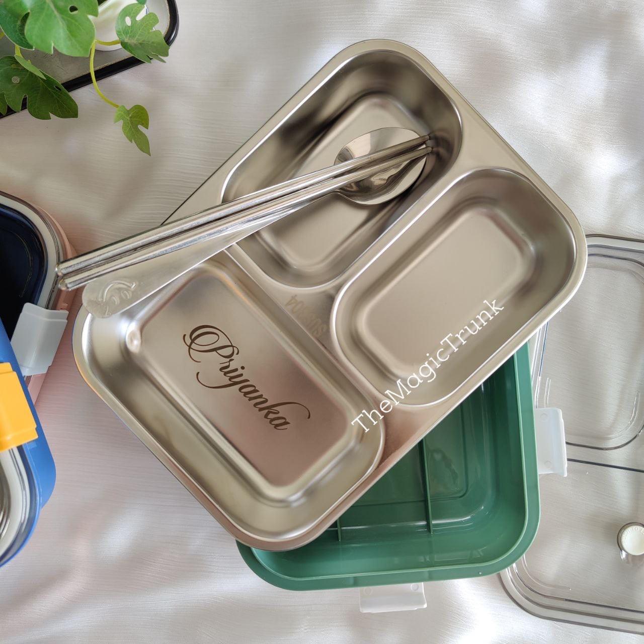 Personalized Stainless Steel Meal Bento Box 3 Section ( 1pc ) – The ...