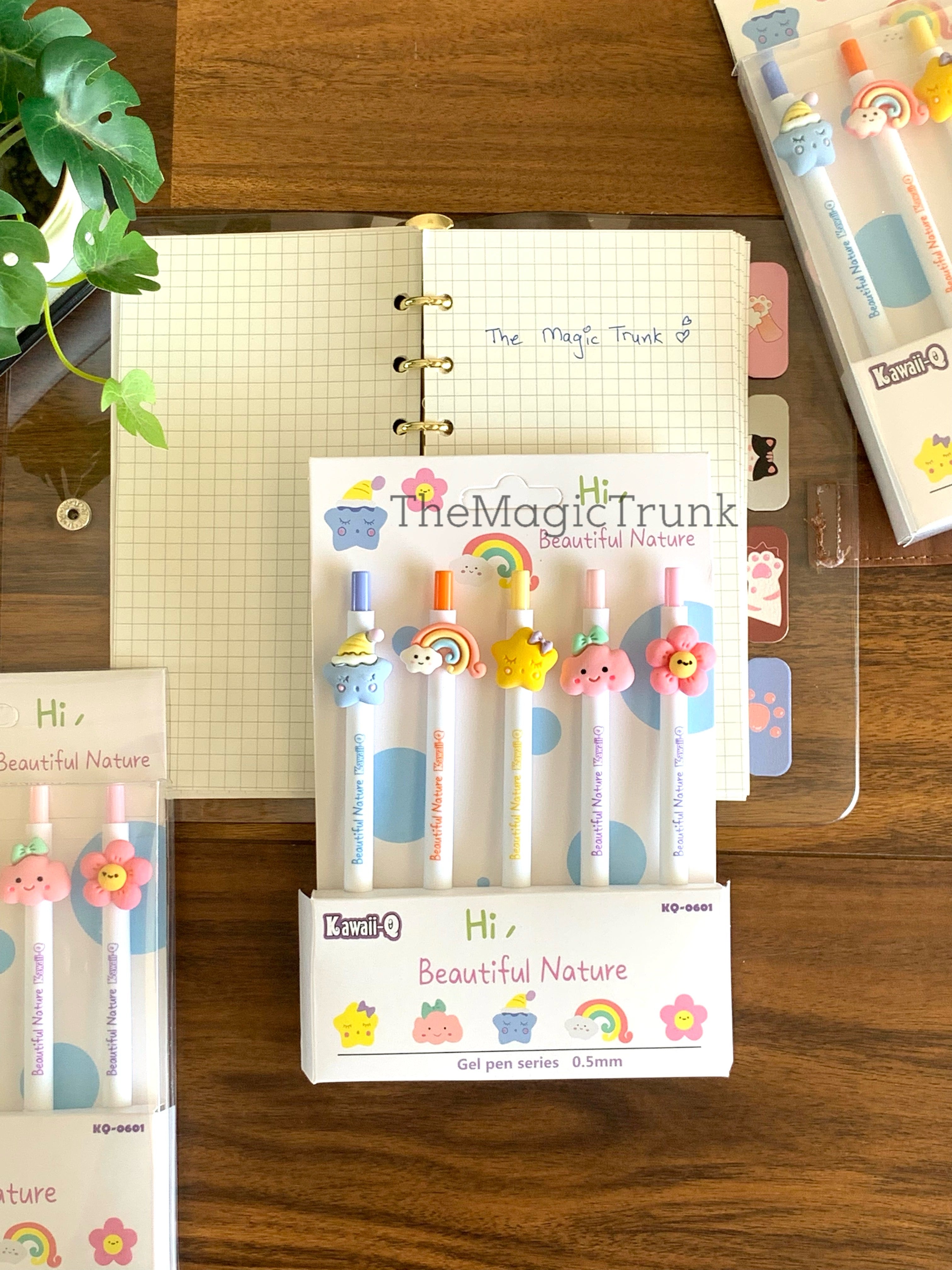 Beautiful Nature Charm Gel Pens ( 5 pcs )