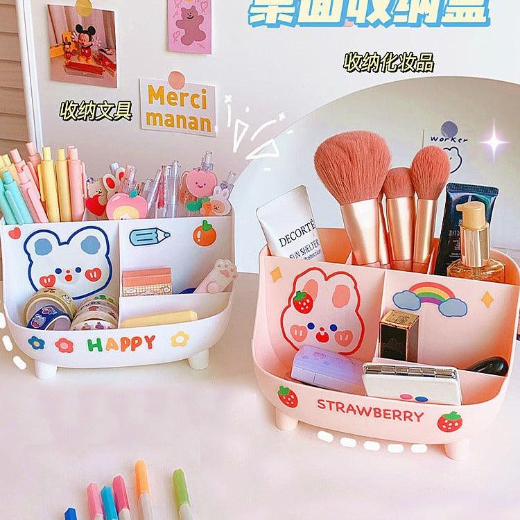 Kawaii Multipurpose Desk Storage Organizer Box With Charm ( 1pc )