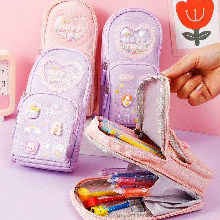 Kawaii Double Layer Multipurpose Pencil Stationery Pouch 1pc