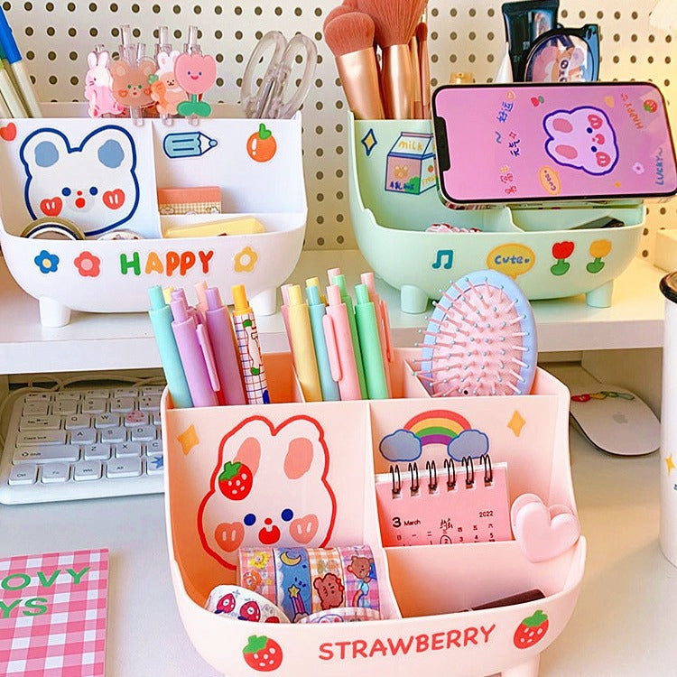 Kawaii Multipurpose Desk Storage Organizer Box With Charm ( 1pc )